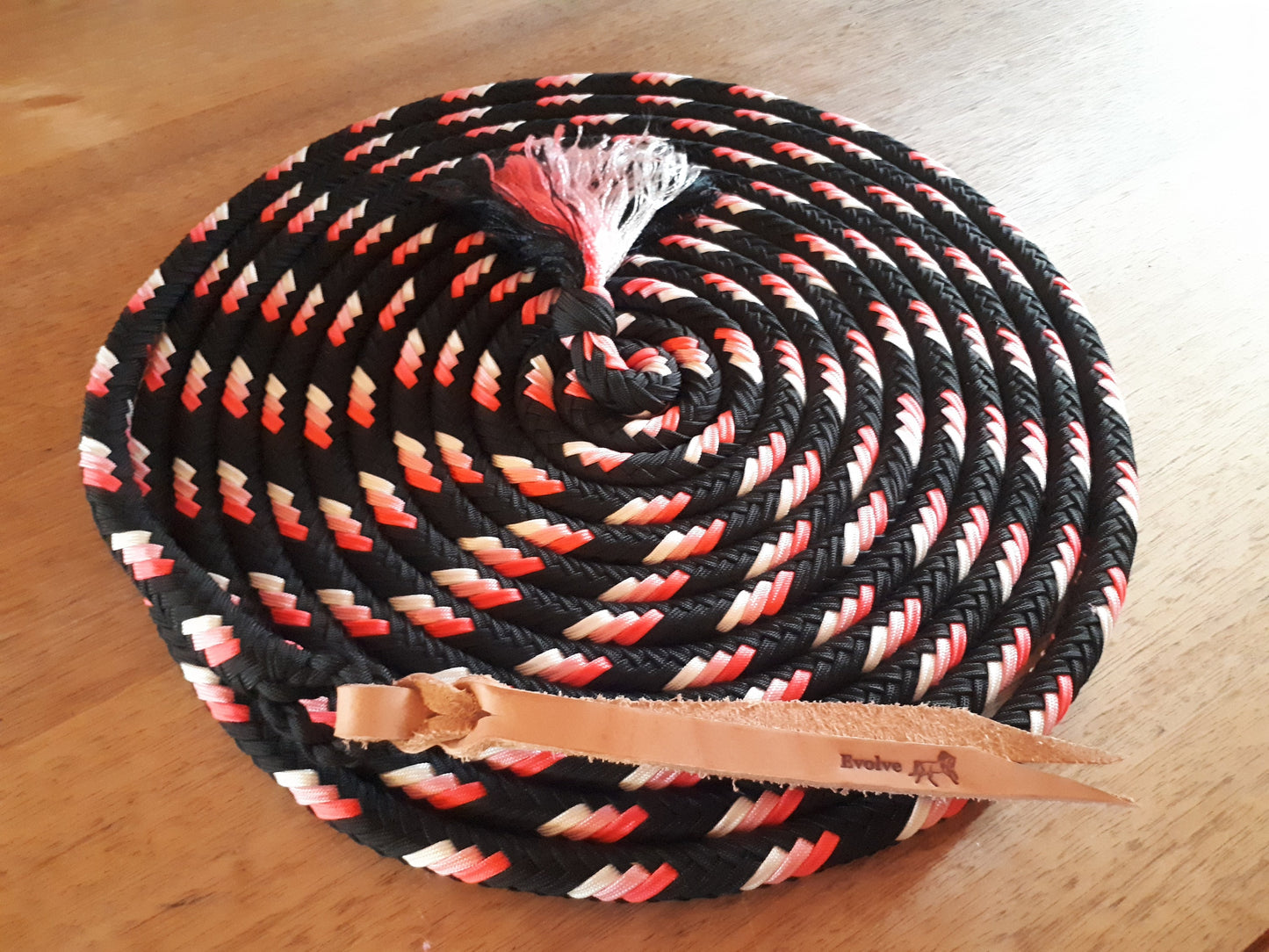 Triple Fleck Braided Paracord Mecate in Black, Hot Pink, Rose Pink and White