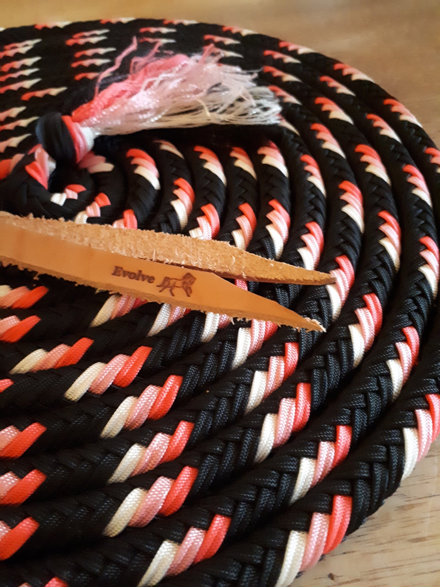 Triple Fleck Braided Paracord Mecate in Black, Hot Pink, Rose Pink and White